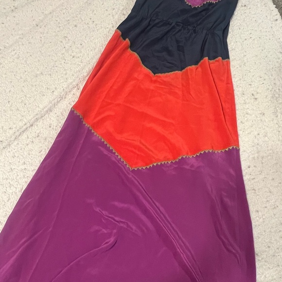 BCBG Max Azria Dee Silk color block halter Maxi Dress Sz XS - Picture 4 of 11